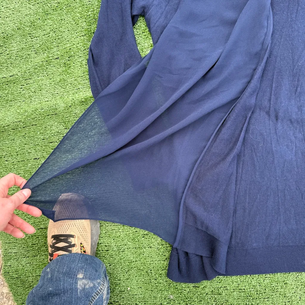 Lauren Ralph Lauren Navy Blue Open Front Waterfall Cardigan, Size 1X - Image 3