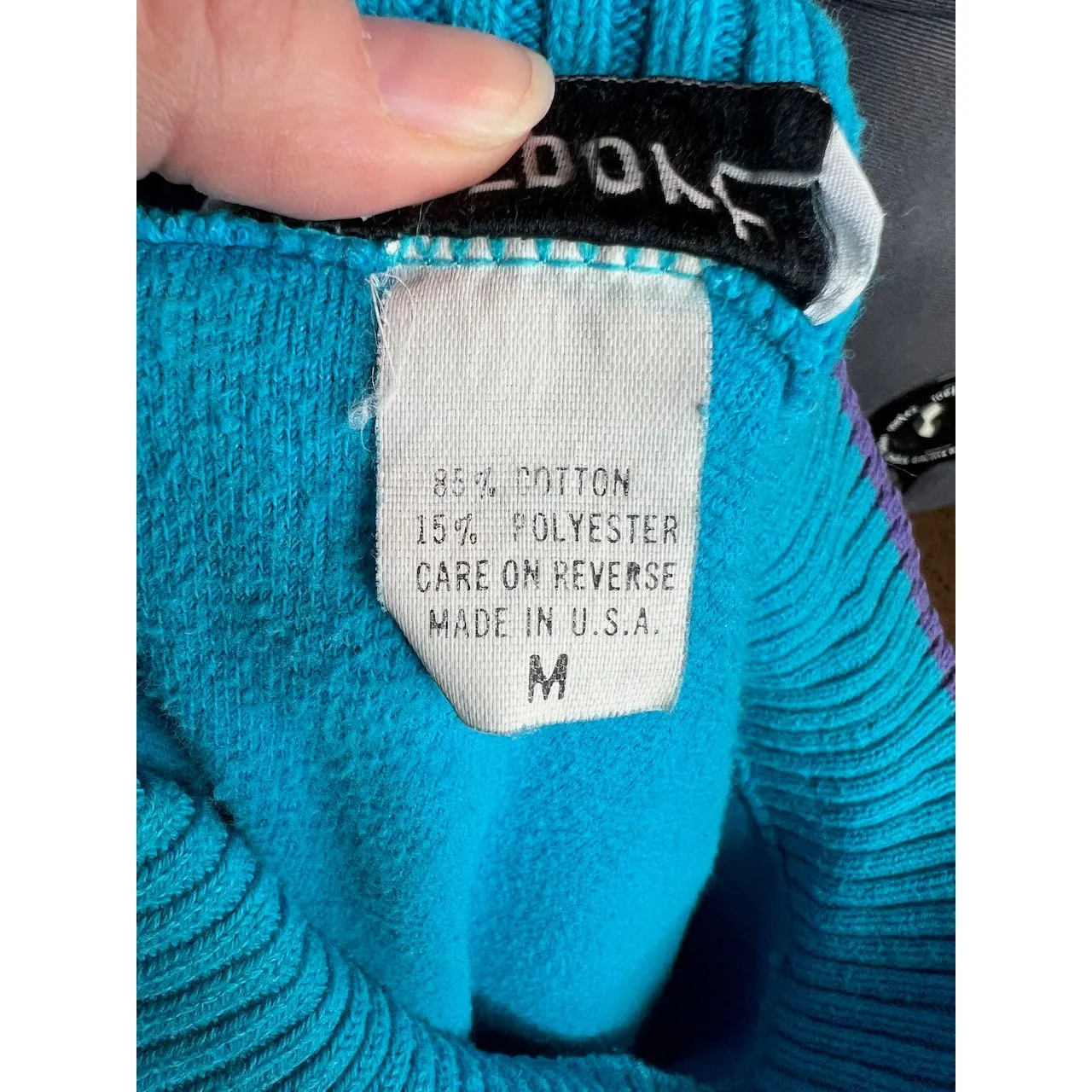 polo shirt velour blue purple embroidered preppy distressed Size M - Image 13