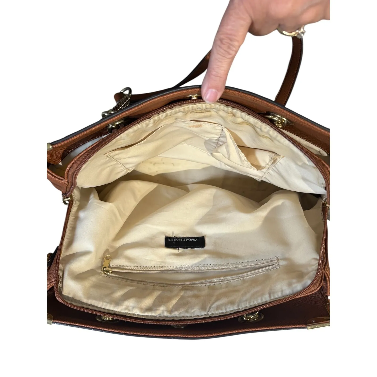 Wilson's‎ Leather Kate Large Satchel Shoulder Saffiano Bag Chain Strap Tote - Image 11