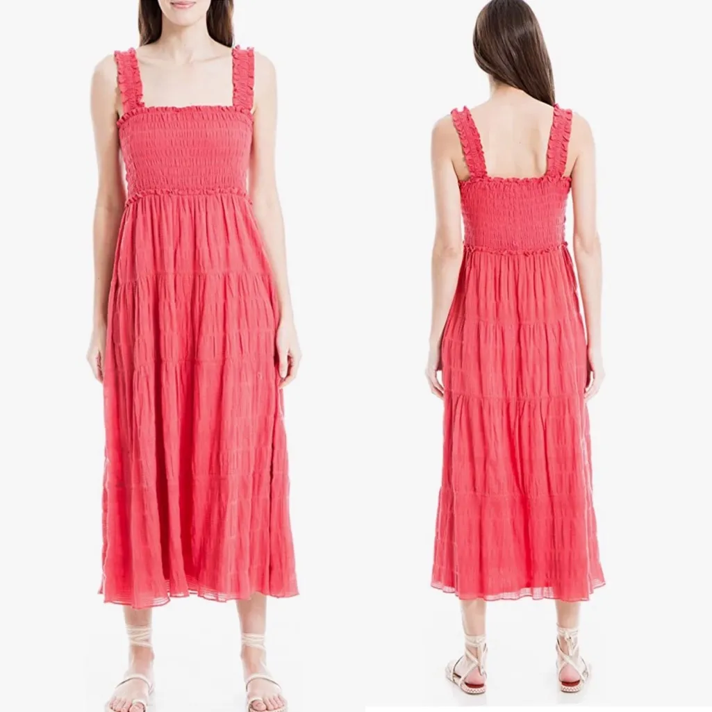 NWT Max Studio Women's Sleeveless Tiered Maxi Dress In Washed Red - Image 2