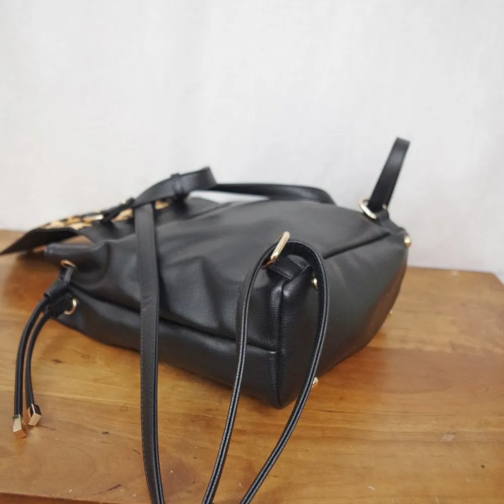 Dune London Black with Hair on Hide Leopard Print Ladies' Backpack - Image 6