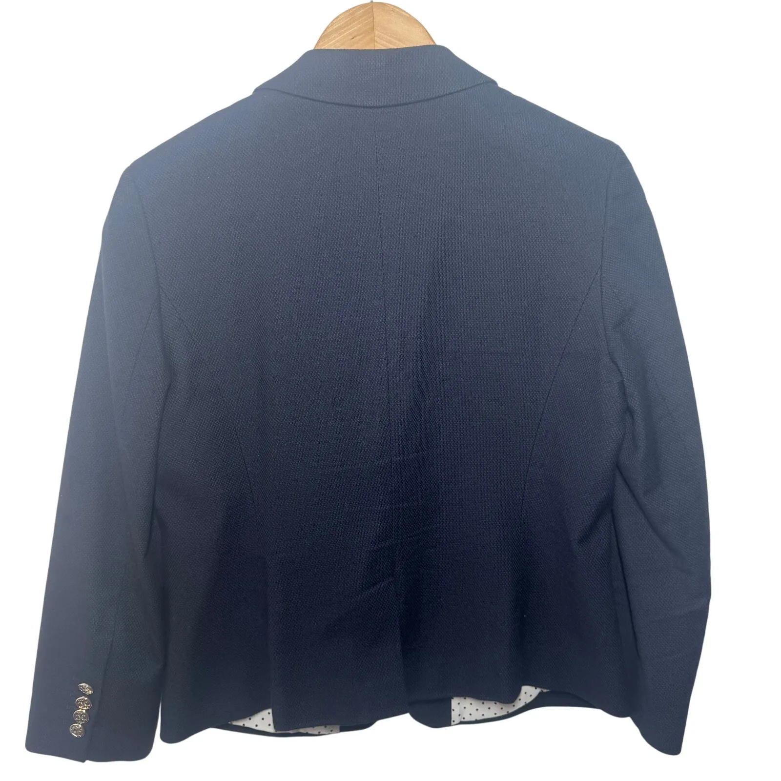 Ann Taylor Blazer Women 8 Blue Gold Cotton Blend Long Sleeve Preppy Old Money - Image 2