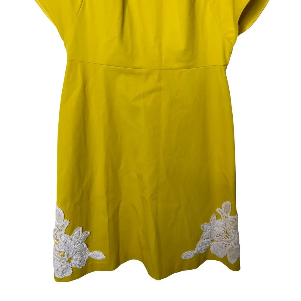 Pearl by Lela Rose Stretch Cotton Lace crochet Detail Dress in yellow white sz 2 - Image 6