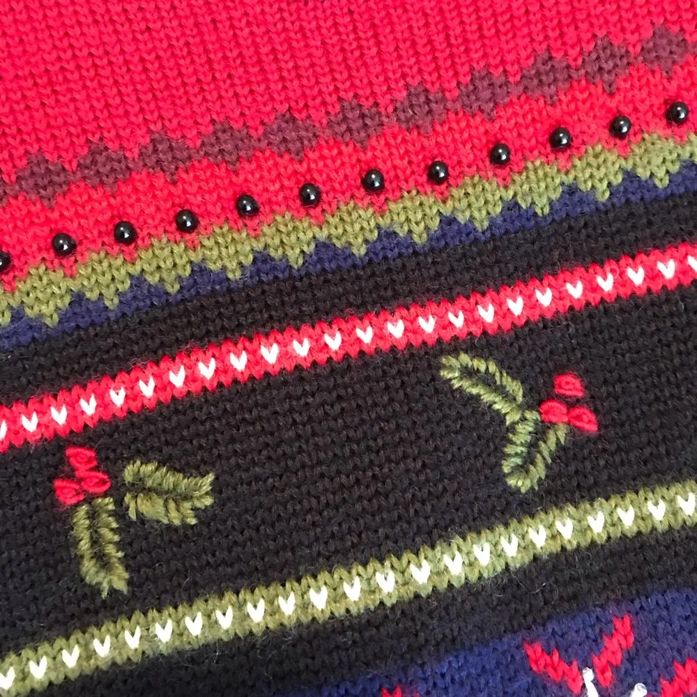 VTG Petite Sophisticate Wool blend fair isle holiday Christmas sweater Medium - Image 12