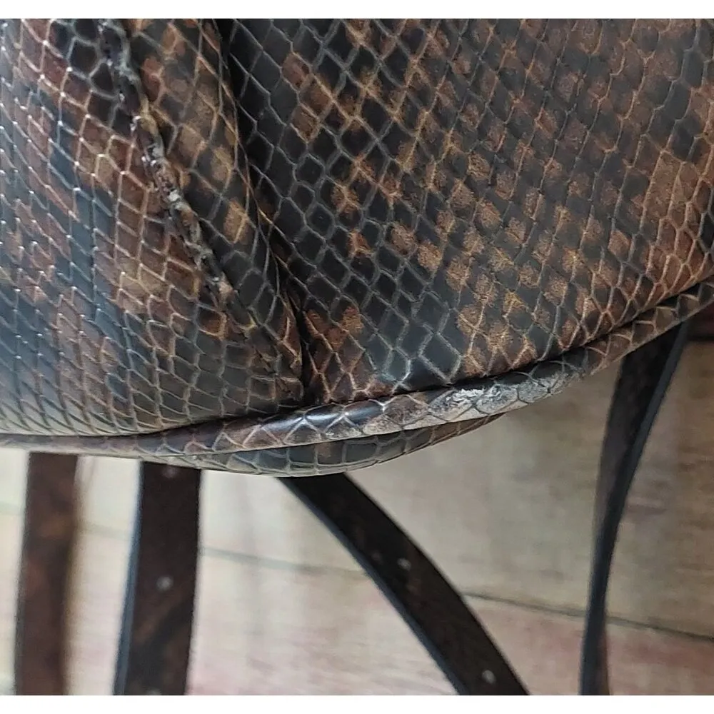 ALDO Brown & Gold Snakeskin Print Faux Leather Backpack Adjustable Straps - Image 8