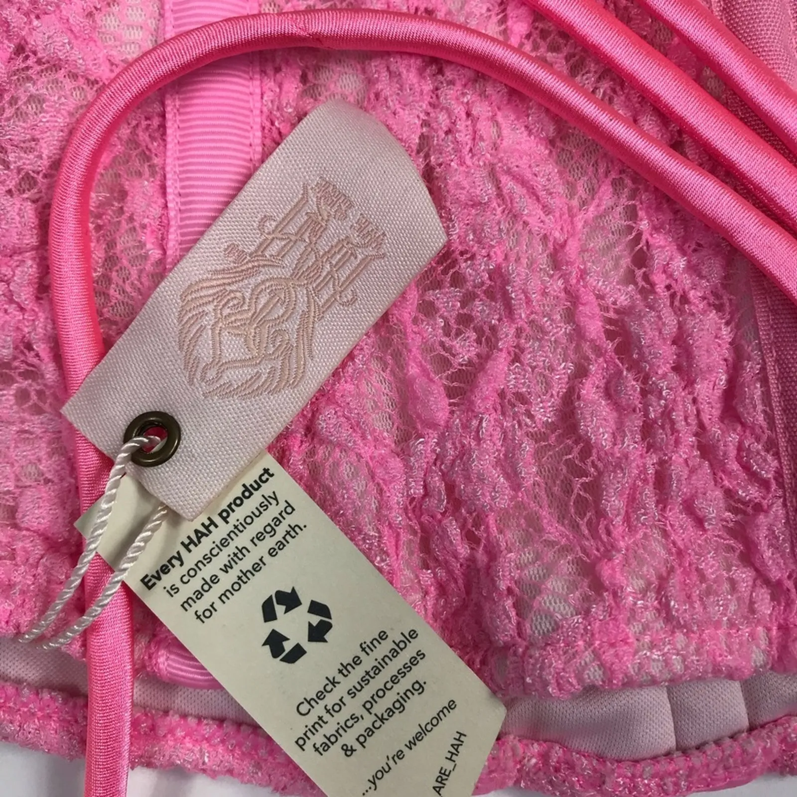 HAH x FREE PEOPLE Lace Corset Top Women M Rose Fairy Regencycore Boho Barbie NWT Pink Size M - Image 12