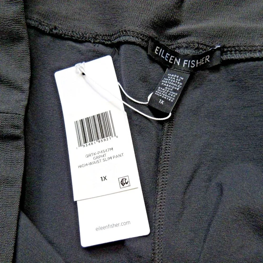 NWT Eileen Fisher High-Waist Slim Pant in Graphite Washable Stretch Crepe 1X - Image 5