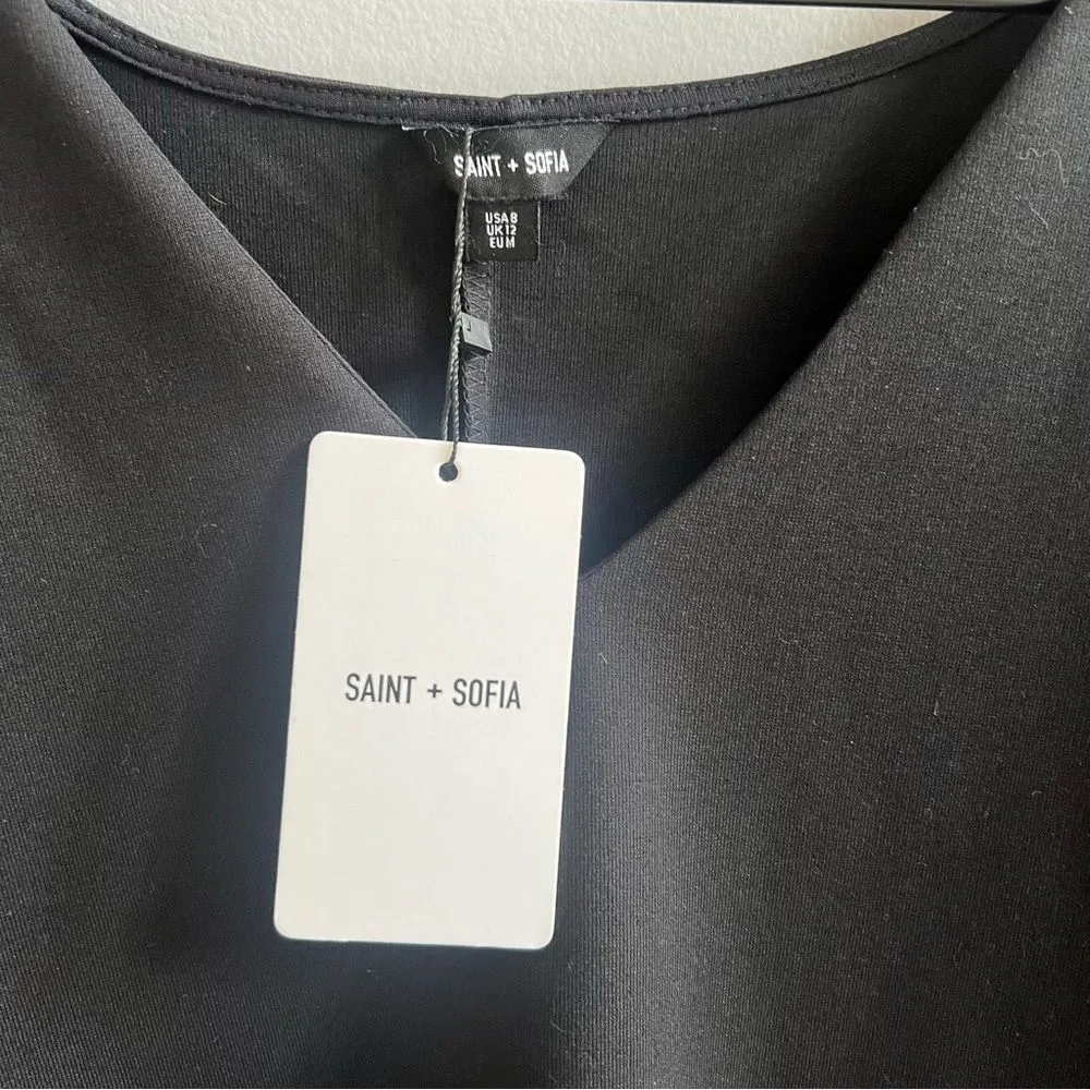 Saint & Sophia Tori Puff Sleeve Black Floral V - Image 6