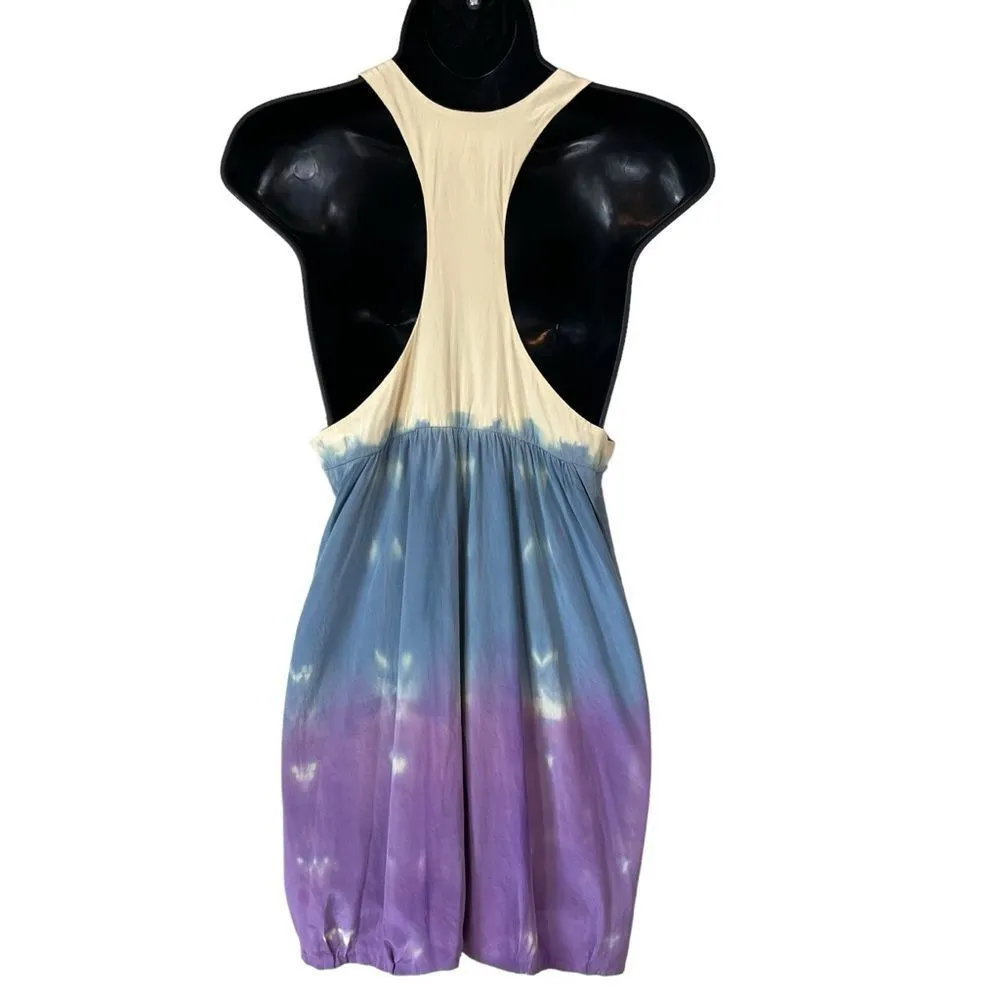 YAYA AFALO Silk Tie Dye Racerback Tank Dress Blue Size undefined - Image 11