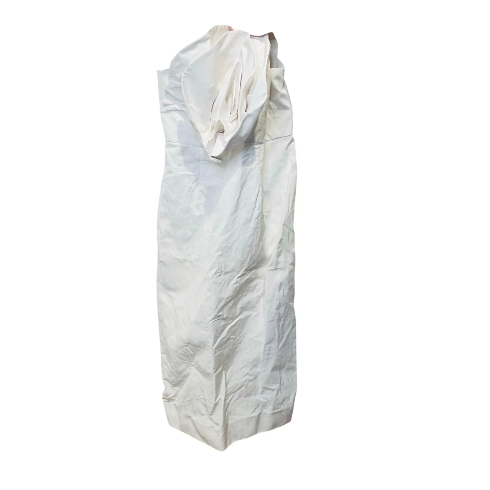 MARA HOFFMAN White Linen A-Line Strapless Bloom Bodice Maia Dress size 10 - Image 3