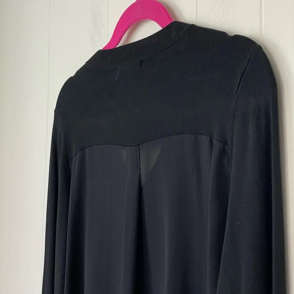 Fate Black Sheer Back Long Sleeve V-neck Sweater Blouse Going Out Top ~ Size XS - Image 8