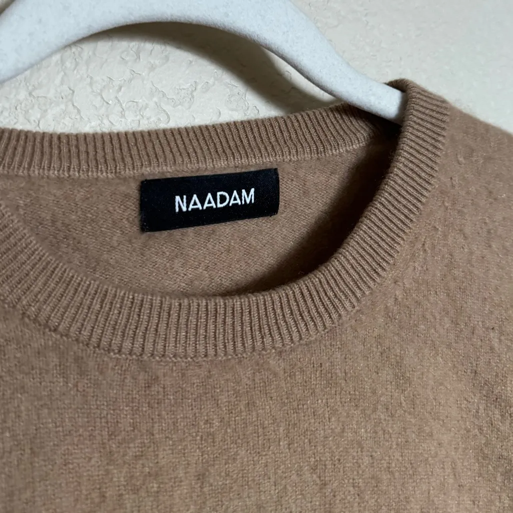 Naadam cashmere crewneck sweater size small tan - Image 4