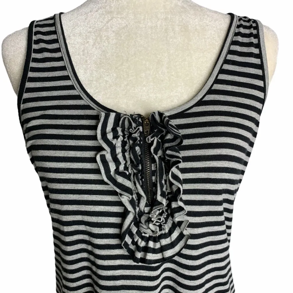 6 Degrees Striped Tank Top with Ruffle Zipper 54PE - Image 2
