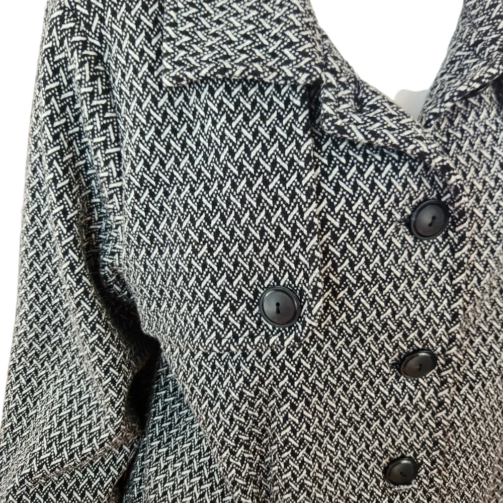 Charter Club Herringbone Jacket Sz L Women’s Gray Black & White Academia Peacoat - Image 11