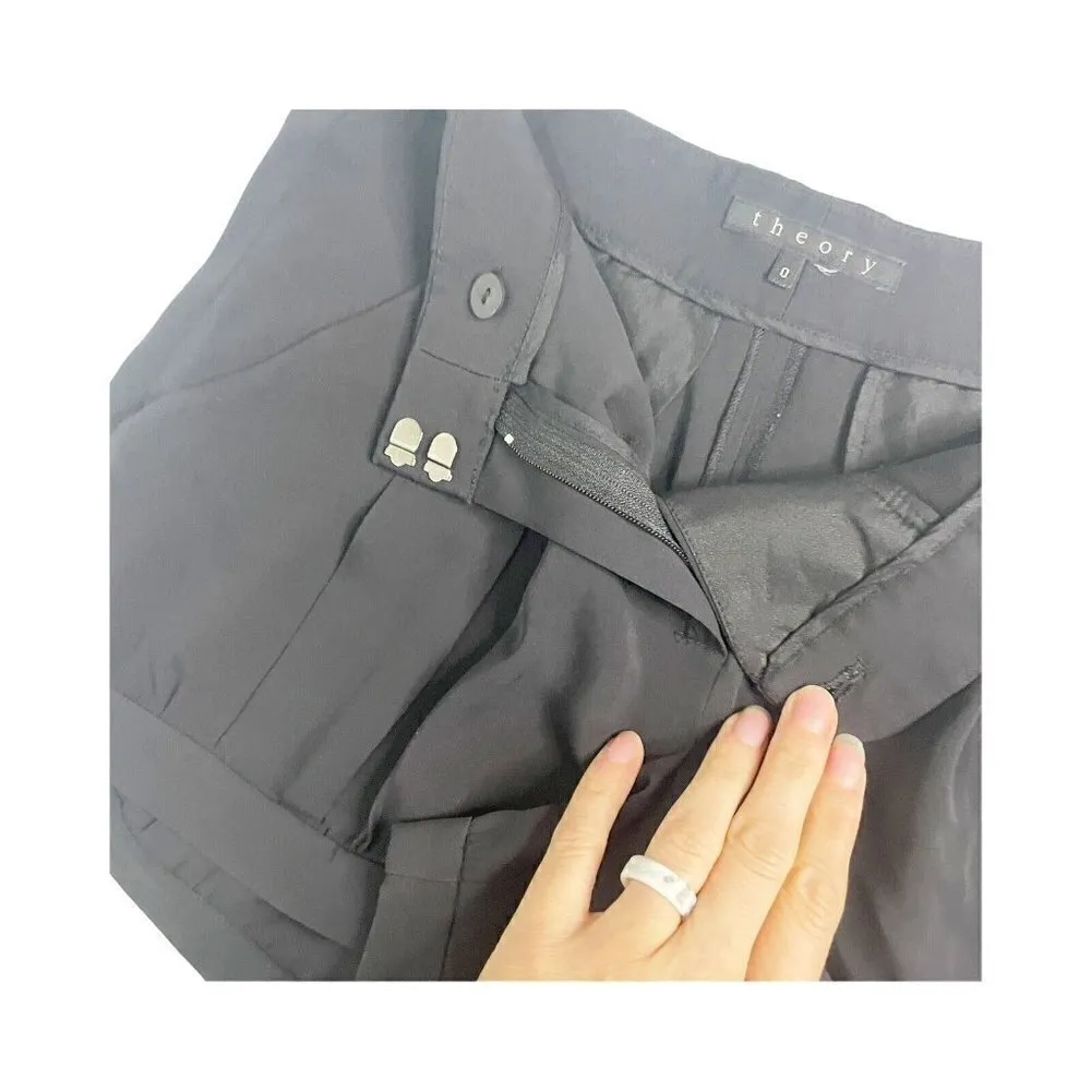 Theory Black Silk Kelby Lifestyle Shorts Womens Sz 0 Casual Business summer - Image 4