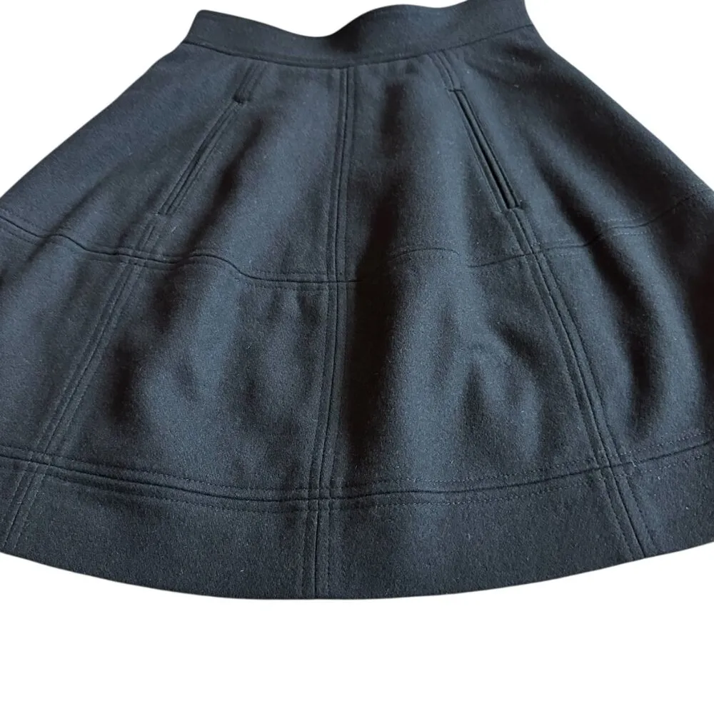 Theory Black A-Line Wool Blend Skirt Mini Length Stitching Size 0 Women's - Image 5