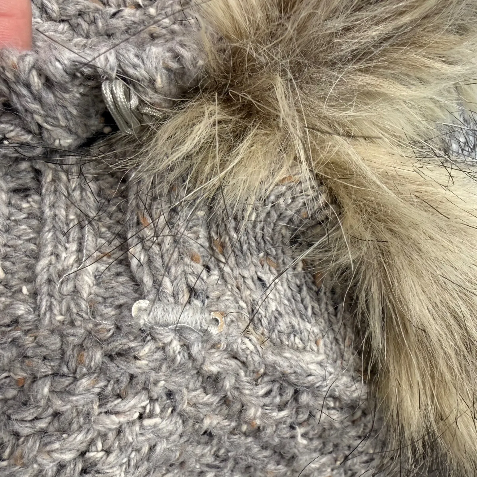 ORVIS Womens Gray Knit Faux Fur Collar Long Vest Cardigan Cottagecore  M - Image 11