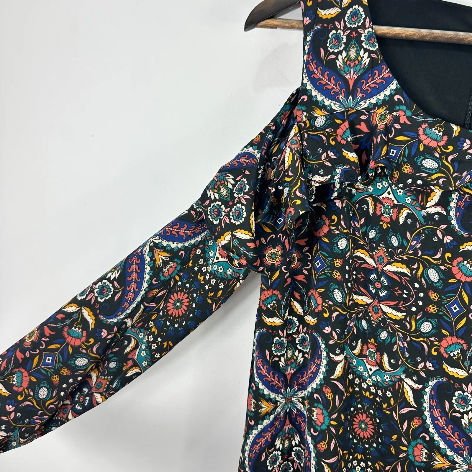 Xhilaration Dress S Boho‎ Indie Hippie Y2K Festival Cold Shoulder Ruffle NWT - Image 2