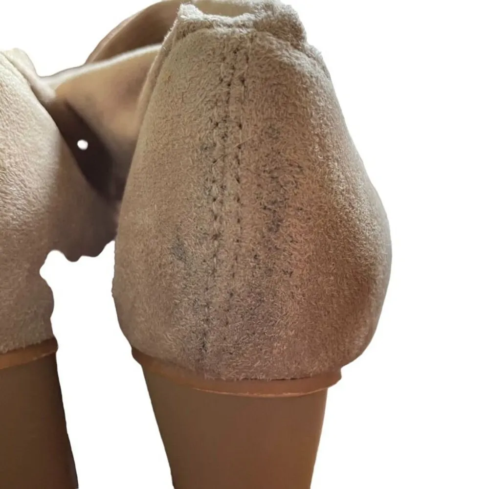 Open Toed Suede Knee Boots Heels Size 6.5 Beige brown u Womens So Me - Image 6