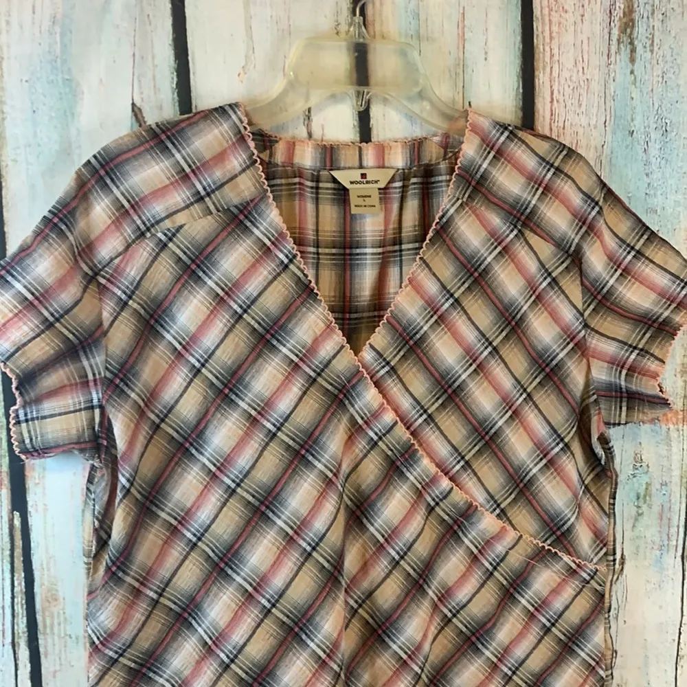 Woolrich Plaid Short Sleeve Dress Size L - Image 2