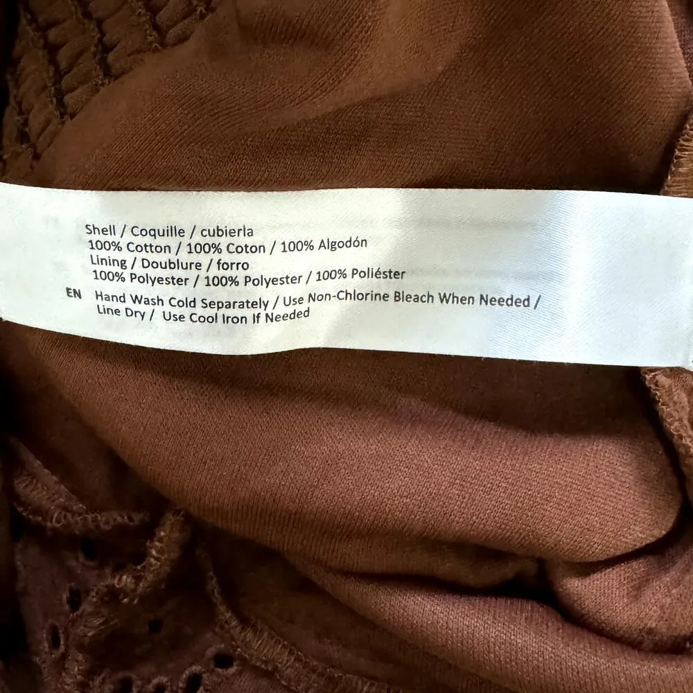 BAND OF THE FREE Palmer Eyelet Lace Walnut Brown Boho Peplum Top NWT Large - Image 9