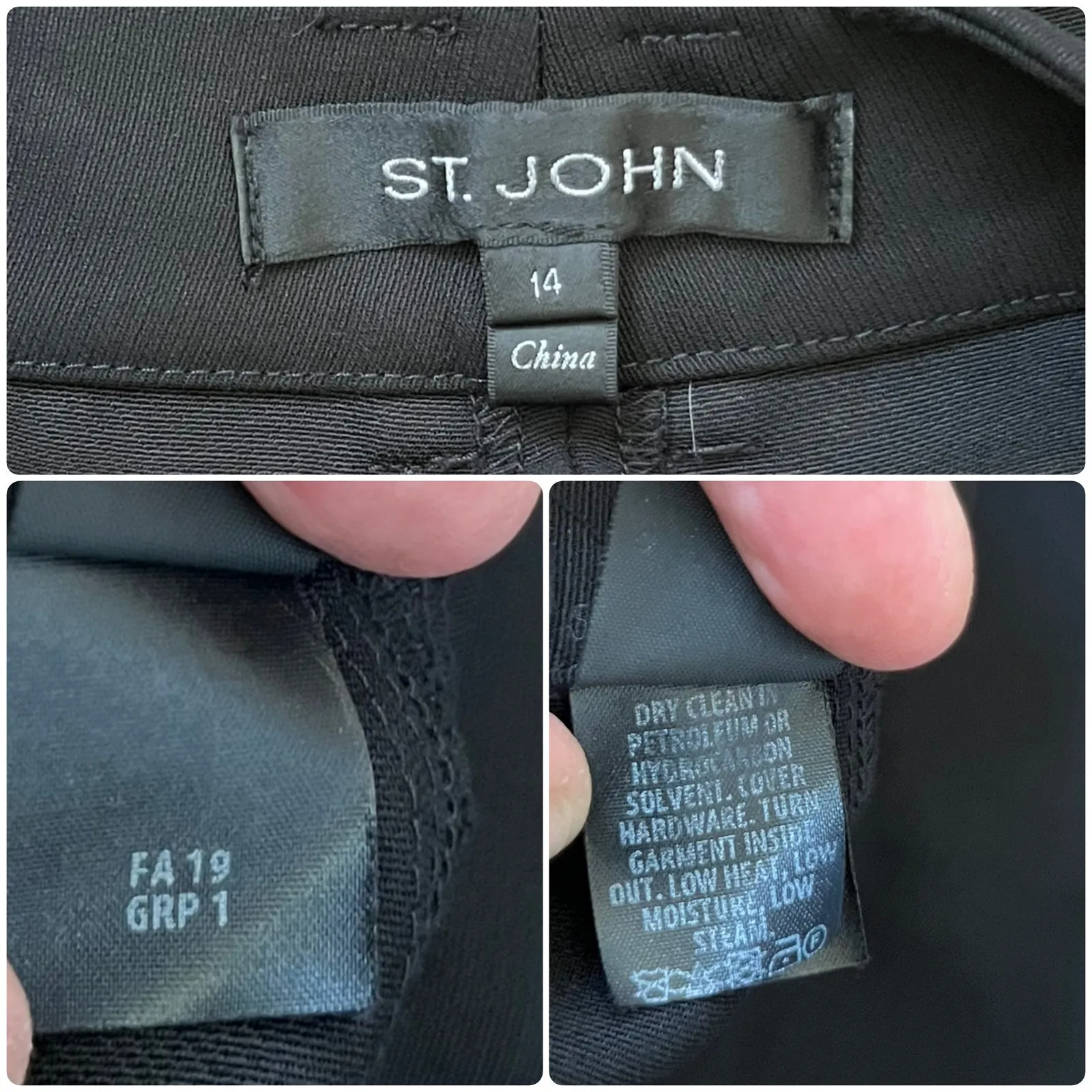 St John Black Wool Blend Tuxedo Tailored Slim Straight Pant Size 14 Classic - Image 15