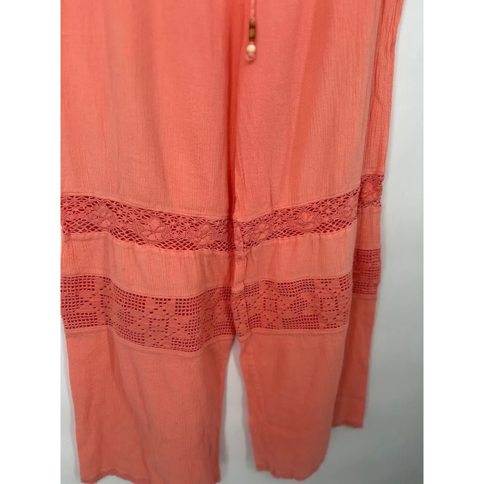 Soft Surroundings Pants Women Medium Crinkle Lace Boho Palazzo Beachy Pull On - Image 2