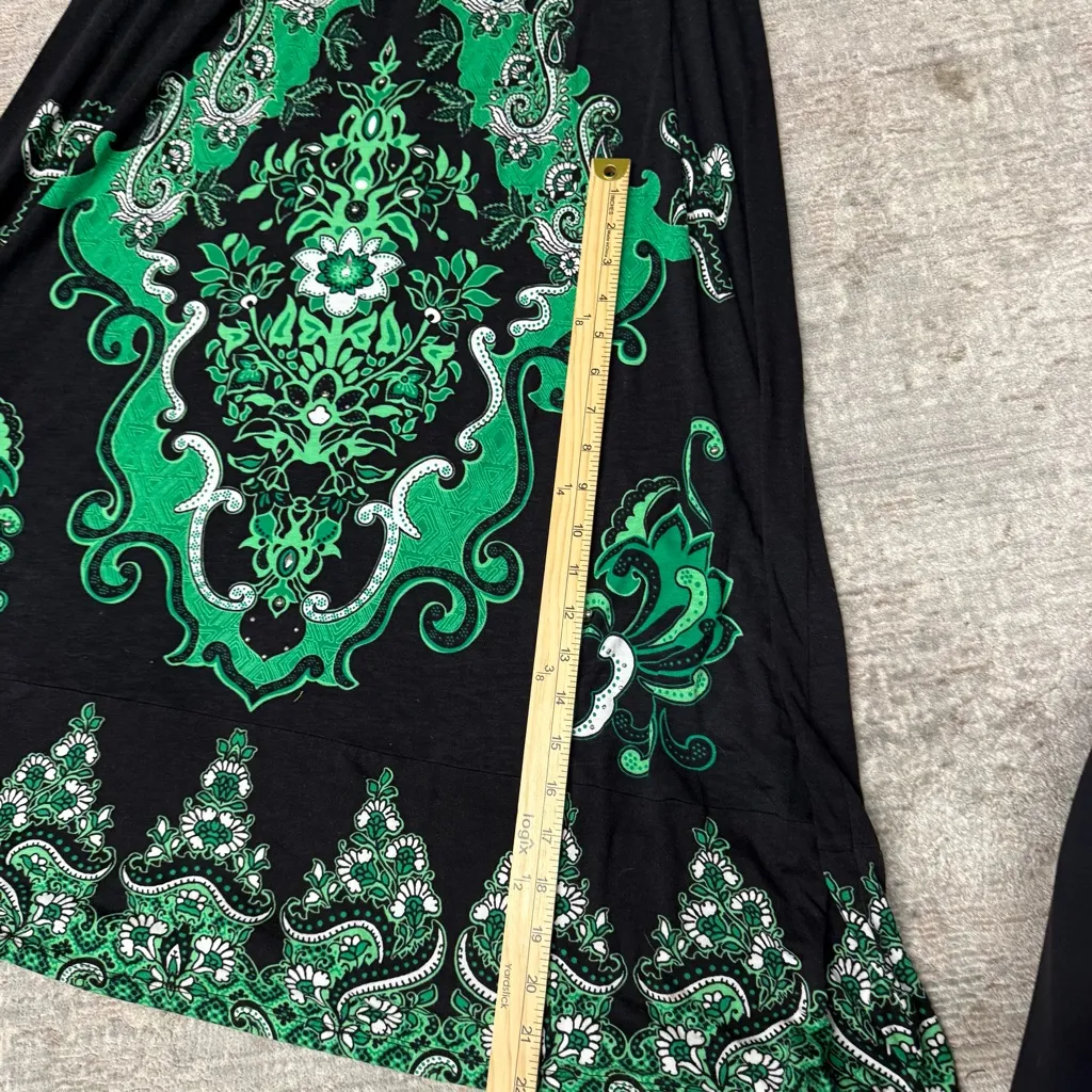 INC International Concepts Elegant Black and Green Sleeveless Maxi Dress Size L - Image 8