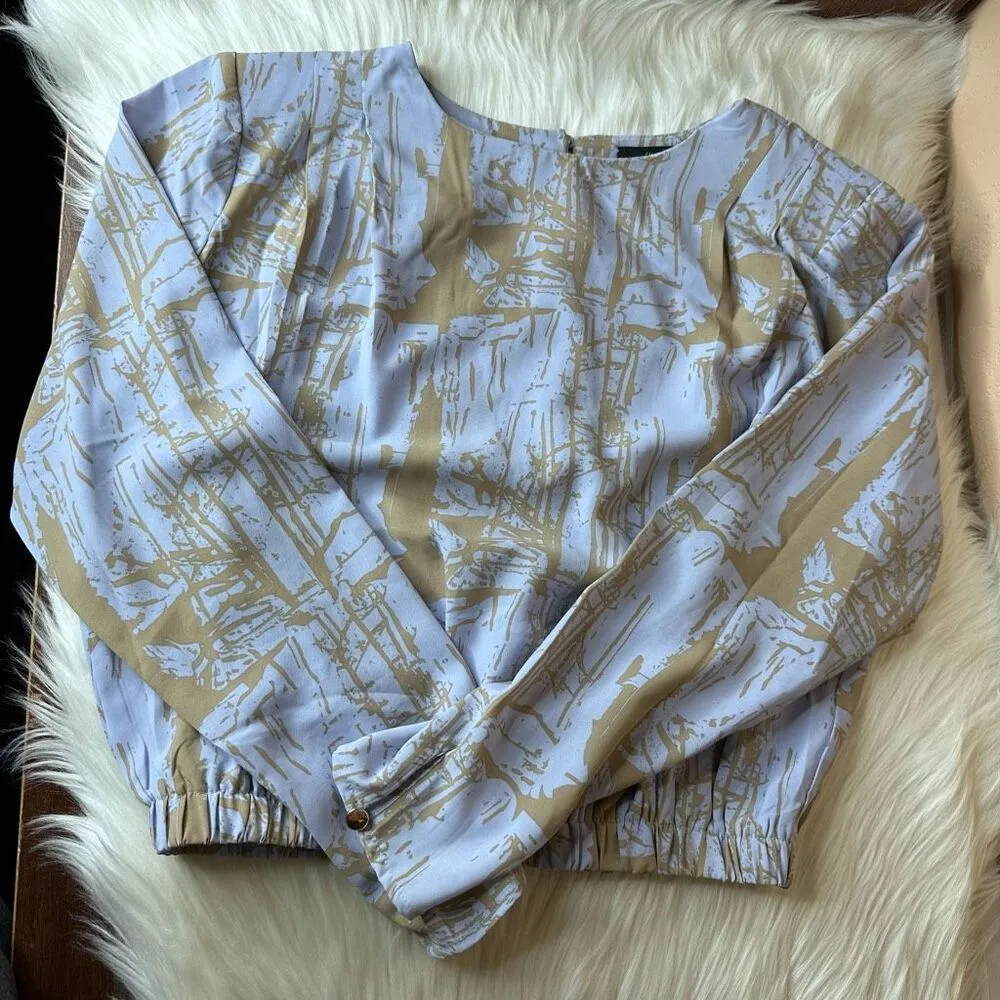 Milk & Honey Long Sleeve Blouse Size Small Tan - Image 9