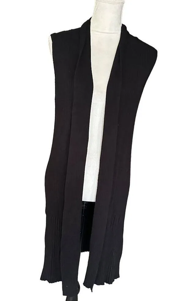 Premise Studio Long Ribbed Black Knit Longline Open front Cardigan Sweater XL - Image 3