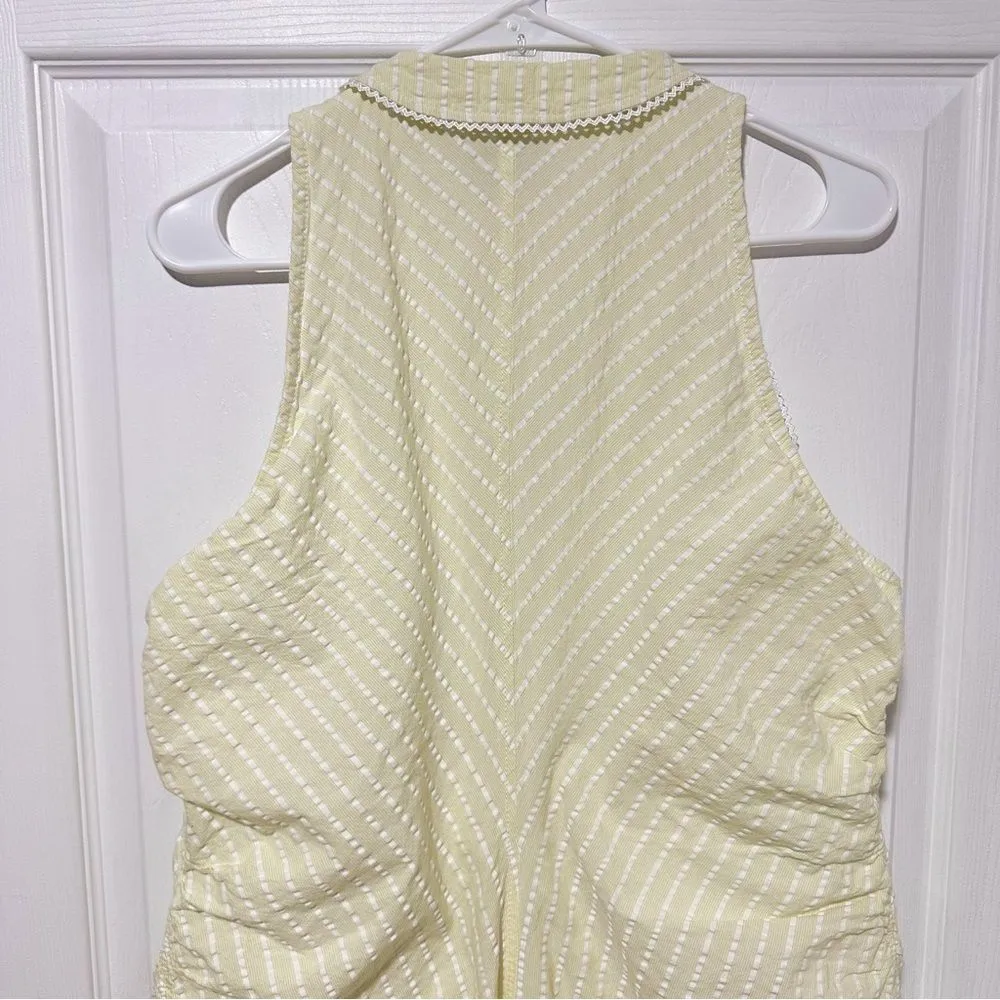 Ganni Seersucker Stripe Midi Dress Stripe Flan Size 14 Yellow - Image 13