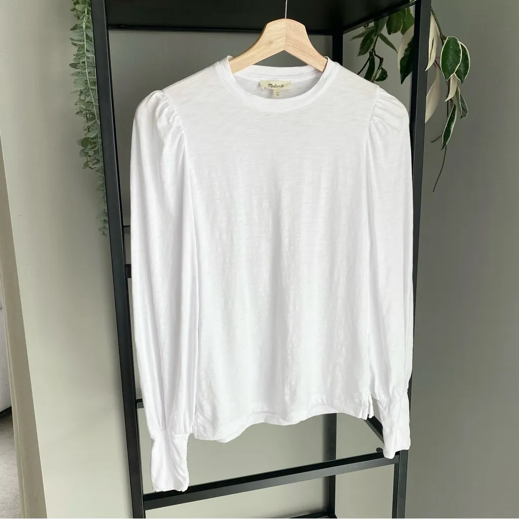 Madewell Long Sleeve Slub Tee with Smocked Cuff - Image 3