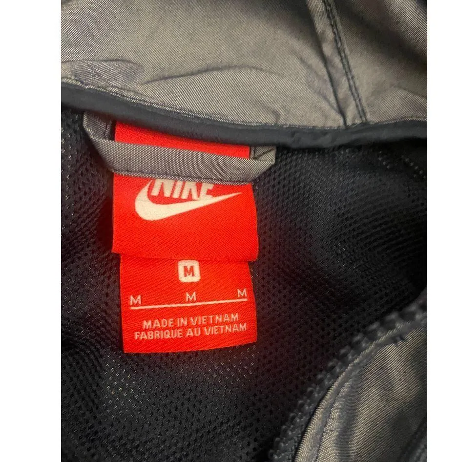 Nike‎ Y2K Vintage Hooded Windbreaker Women's medium Red Tag Swoosh black gray - Image 3