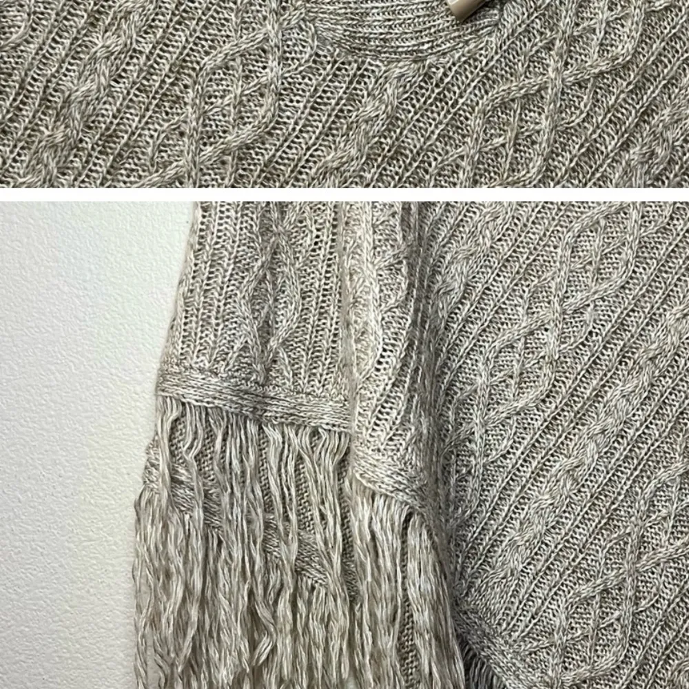 Karen Scott Gray Poncho with Cowl Neck and Fringe - Image 5