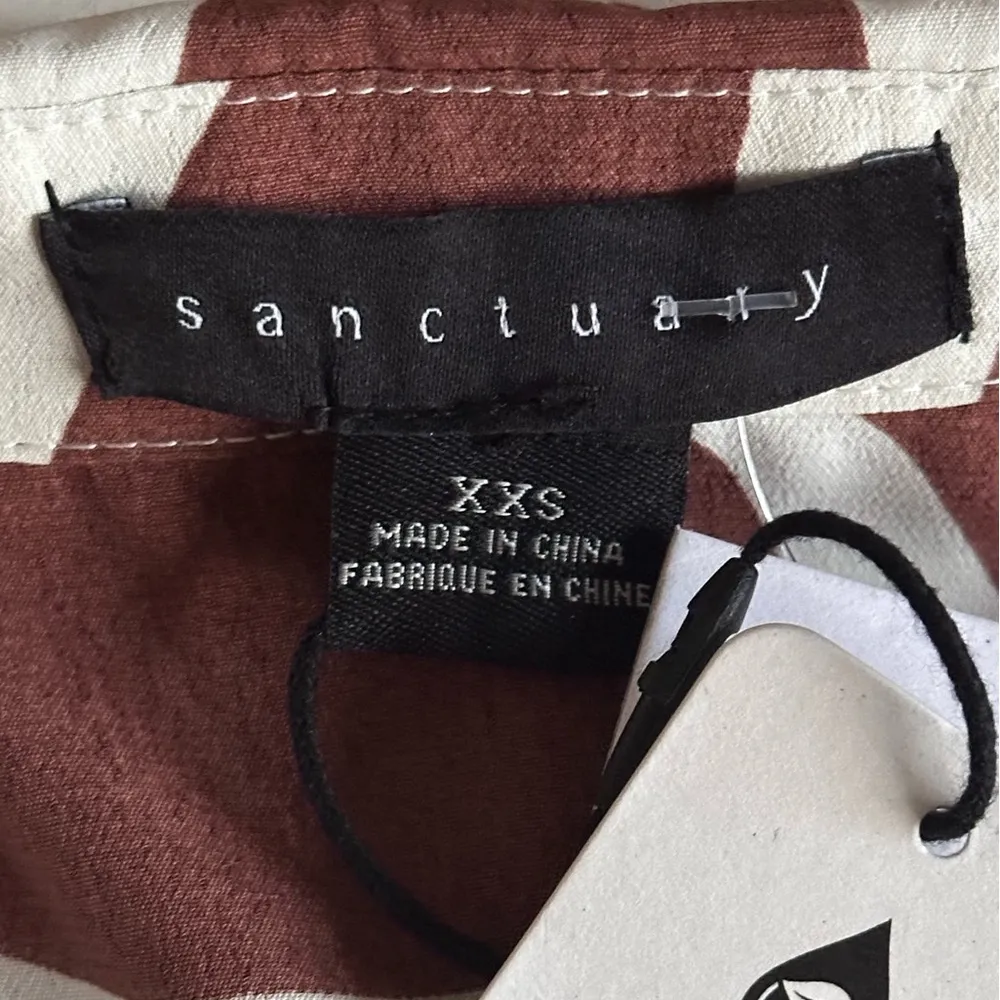 Sanctuary White and Brown Button Down Shirt with Notched Collar - Image 8