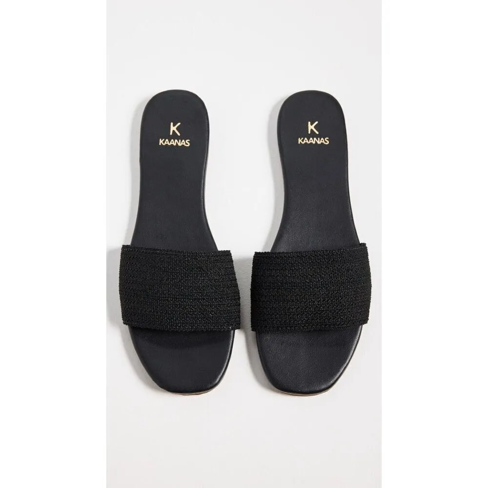 Kaanas Mallow Slide Sandals in Black 9 New with Box Womens Flats Slides - Image 2