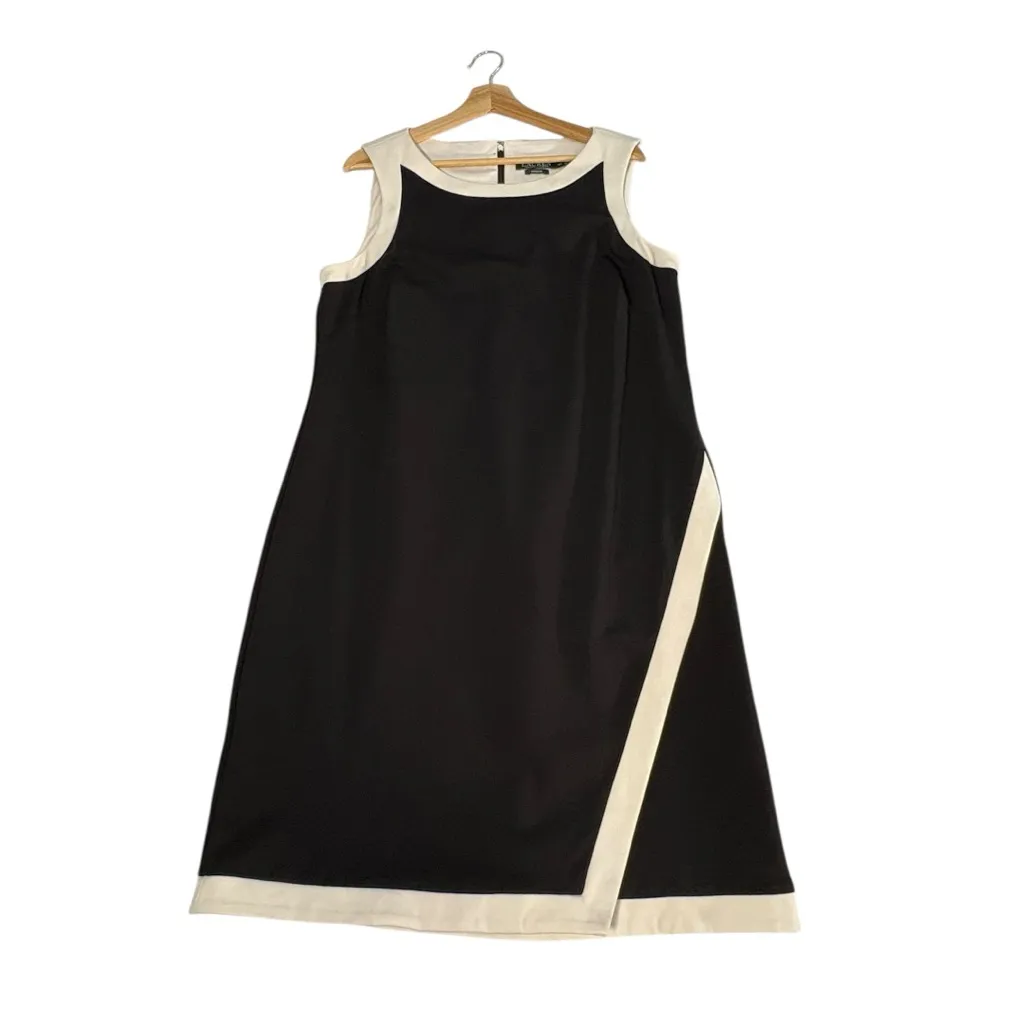 Lauren Ralph Lauren Dress 16W Black White Trim Sleeveless Stretch Classic Fit - Image 5