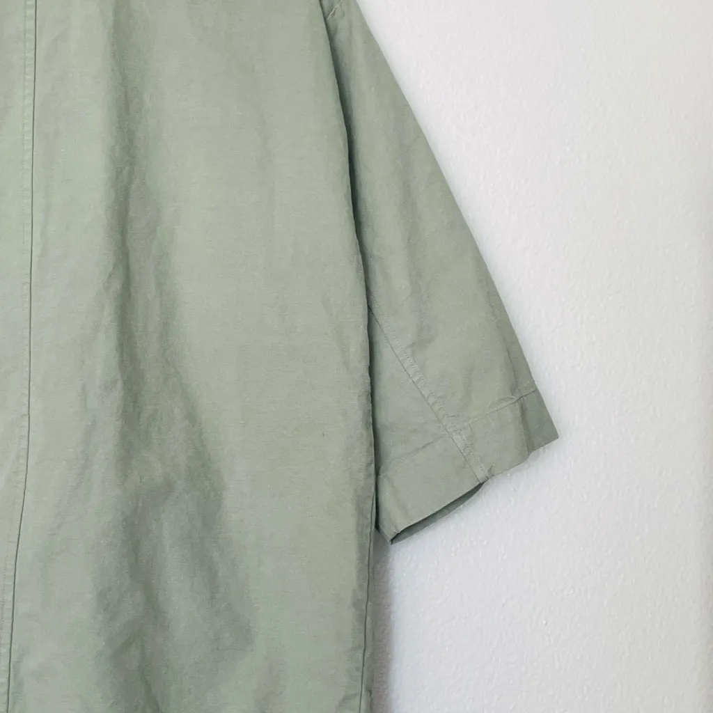 Eileen Fisher Organic Cotton Hemp Green Canvas Jacket Snap Closure Size PS - Image 6