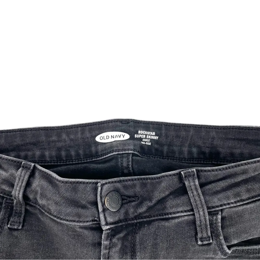 OLD NAVY High-Waisted Black Gray Wash Distressed Rockstar Super-Skinny Jeans - Image 8