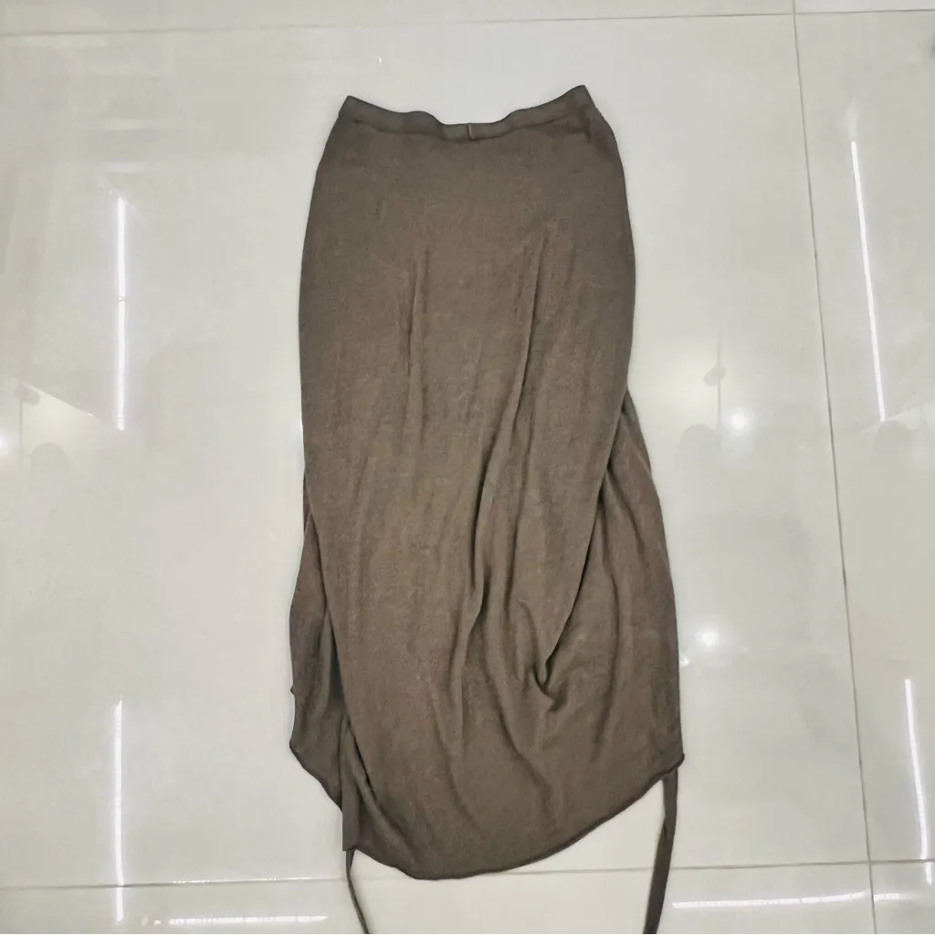 RICK OWENS
Draped Front Midi Skirt In Neutrals Gray Size 4 - Image 12