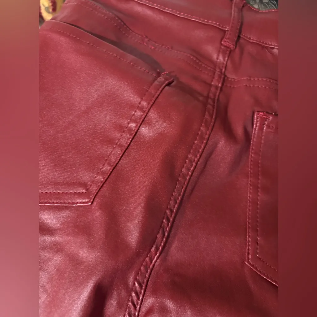 Maroon Faux Leather Pants Red Size M - Image 6