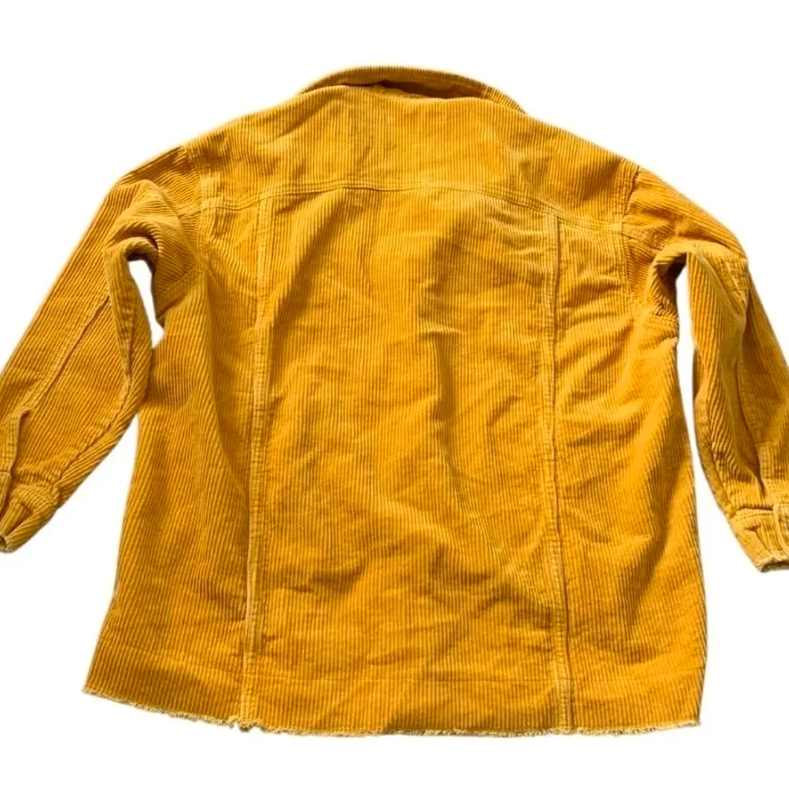 ZARA XS Corduroy Shacket Gold Yellow Frayed Hem Overshirt - Image 2
