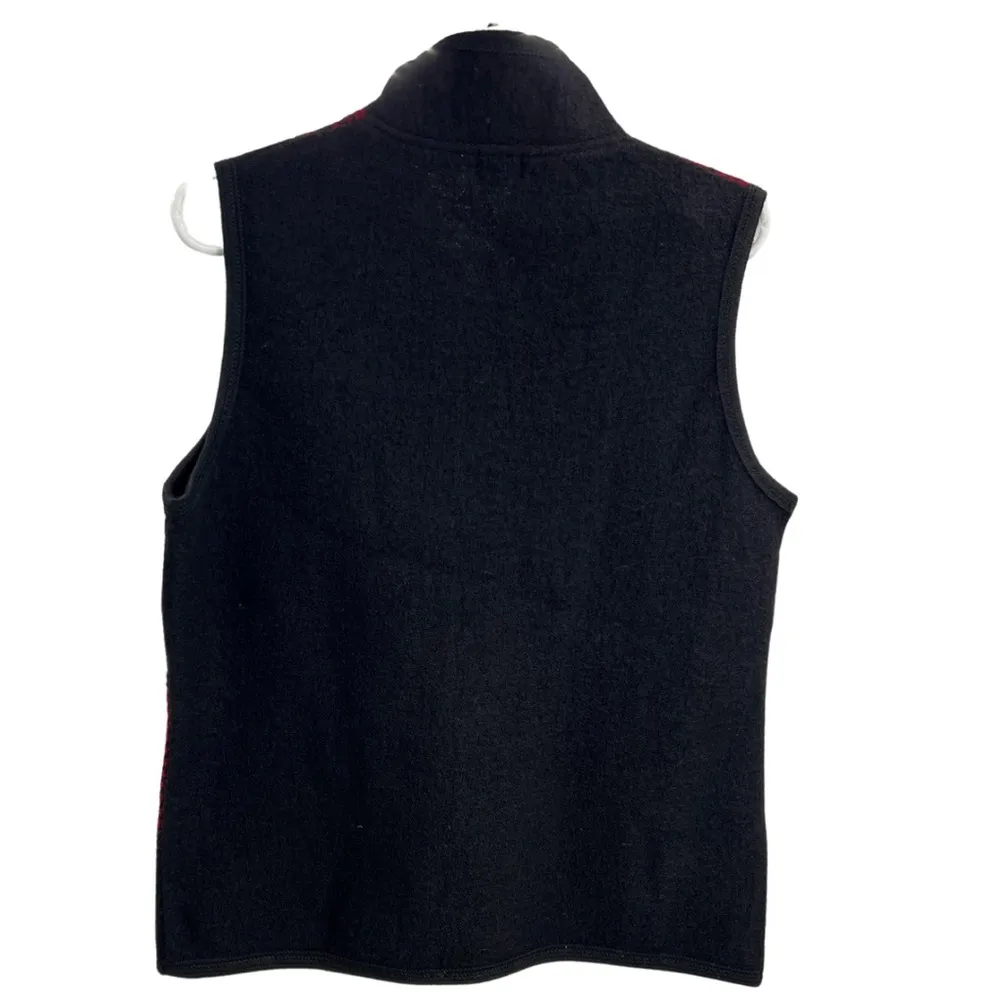 Keren Hart wool zip front sweater vest houndstooth patchwork chevron squares Black Size L - Image 2