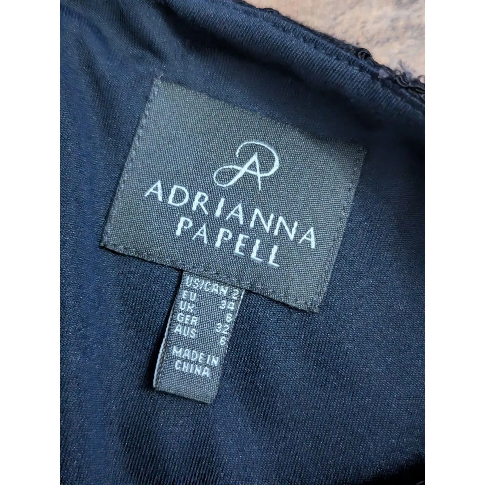 Adrianna Papell Black Lace Sheath Dress US 2 Keyhole Cocktail Formal Midi - Image 4