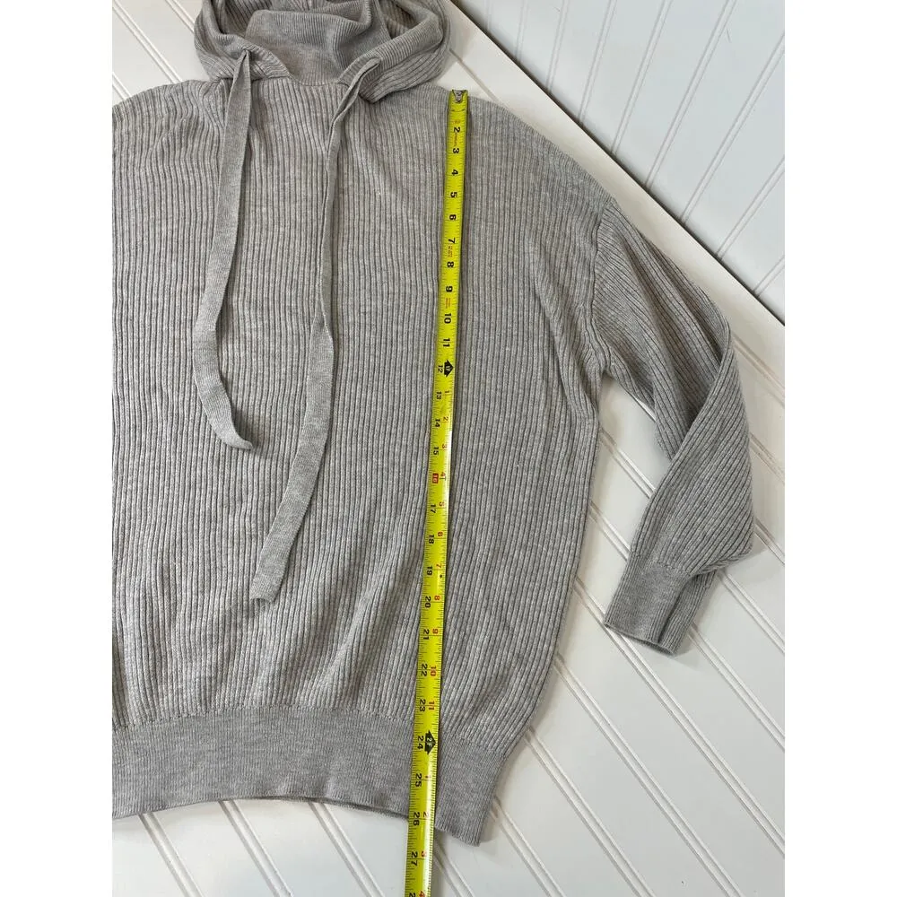 Zara Womens Gray Hi Neck Wool Blend Hoodie Sweater Athleisure Pullover Size S - Image 7