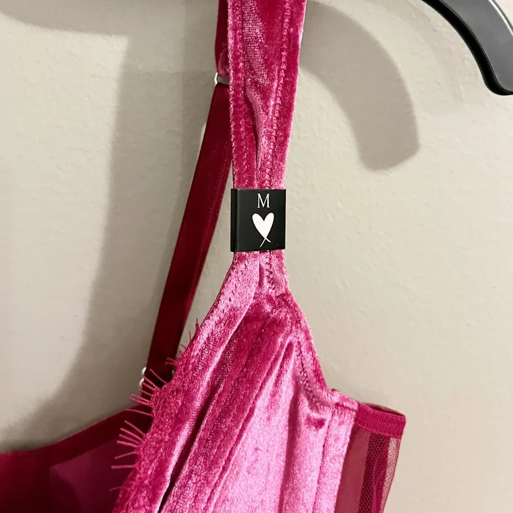 Victoria’s Secret Dream Angels Velvet Unlined Lace-Up Corset Top / Red Claret, M - Image 6