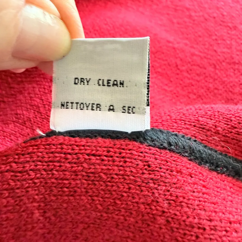 Talbots Petites black wool open cardigan sweater with red interior size PS - Image 9