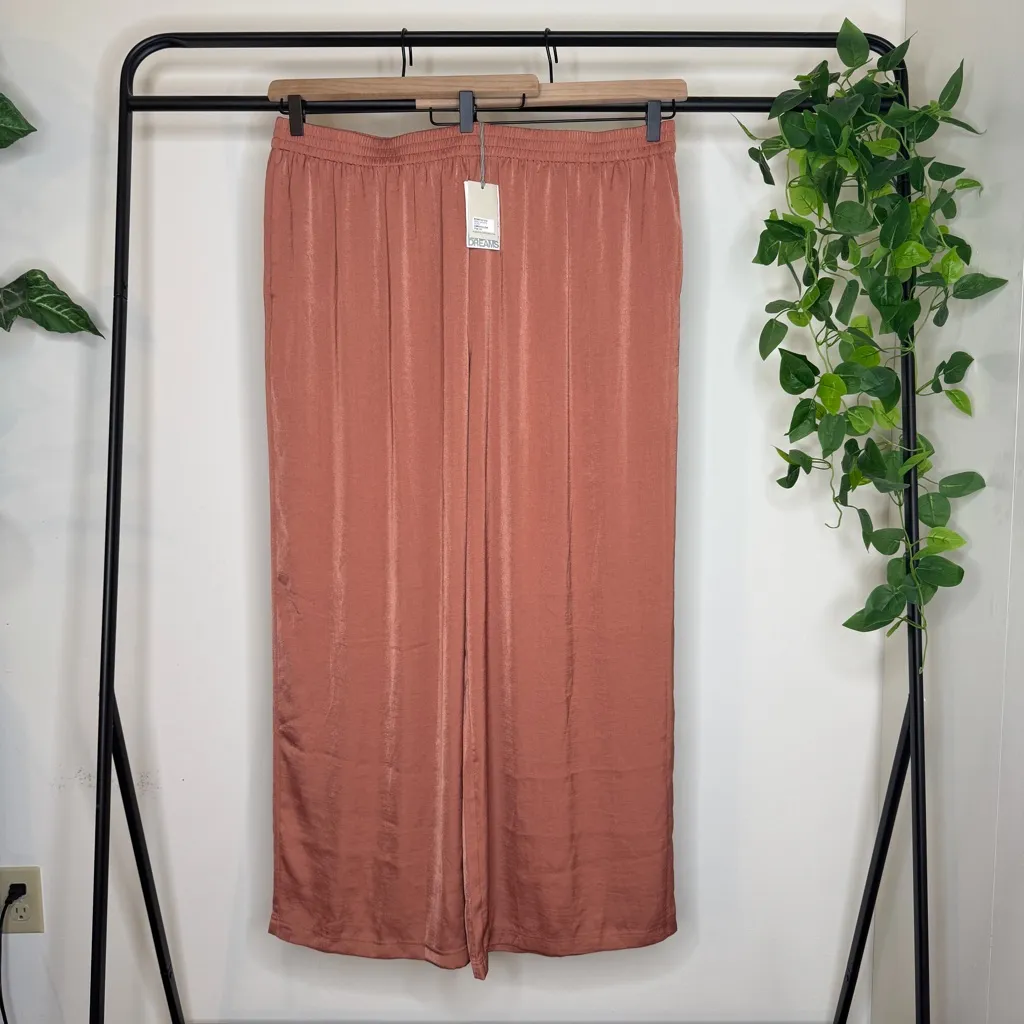 NWT Barefoot Dreams Washed Poly Satin Wide Leg Pants in Amber Glow Plus Size 2X - Image 3