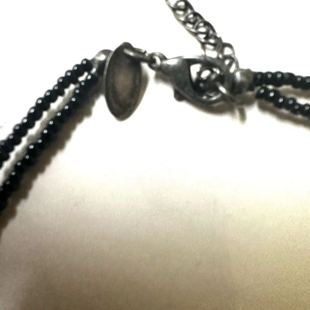 Laura Ashley black double strand beaded pendant necklace - Image 4