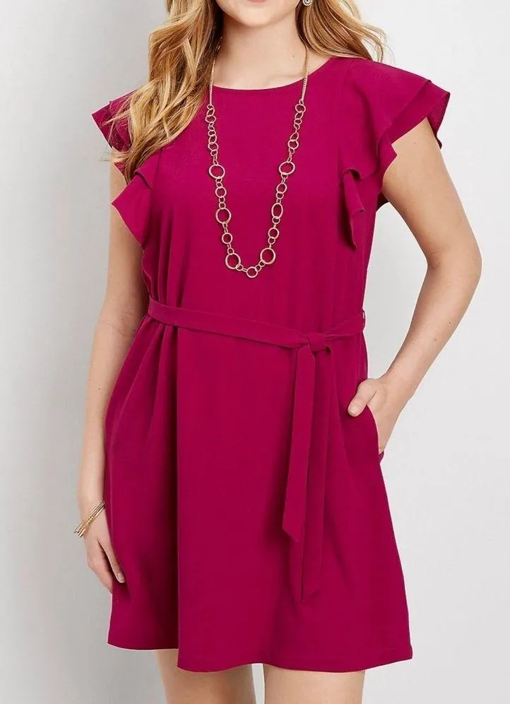 Maurices Ruffled Sleeve Tie Waist Dress Size 1X - Image 7